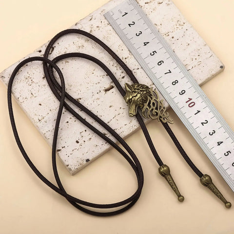 Retro Western Cowboy Necklace Bolo Tie European American Personality Casual Necklace Choker Gem Pendant Banquet Party Accessorie - American ThistleRetro Western Cowboy Necklace Bolo Tie European American Personality Casual Necklace Choker Gem Pendant Banquet Party Accessorie