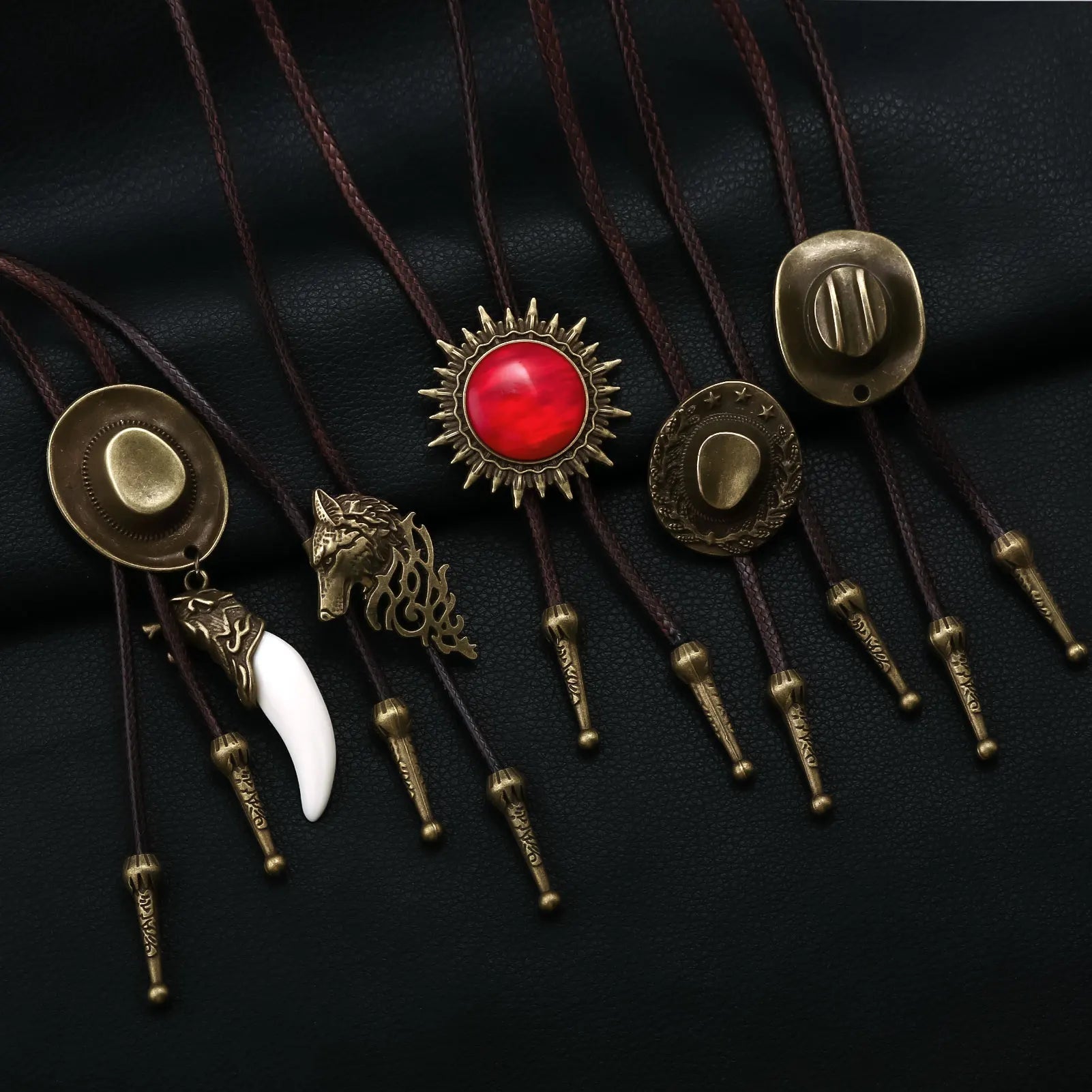 Retro Western Cowboy Necklace Bolo Tie European American Personality Casual Necklace Choker Gem Pendant Banquet Party Accessorie - American ThistleRetro Western Cowboy Necklace Bolo Tie European American Personality Casual Necklace Choker Gem Pendant Banquet Party Accessorie