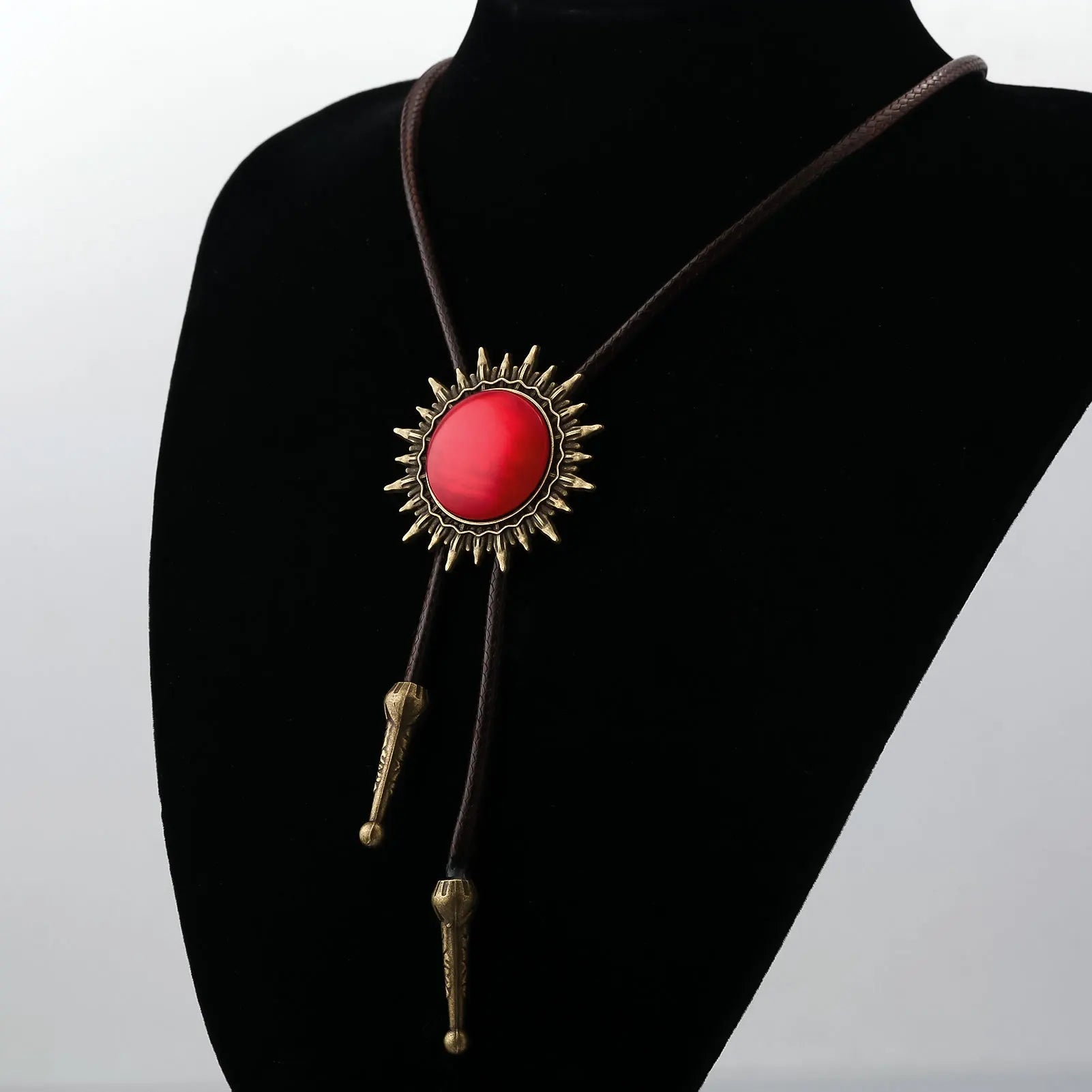 Retro Western Cowboy Necklace Bolo Tie European American Personality Casual Necklace Choker Gem Pendant Banquet Party Accessorie - American ThistleRetro Western Cowboy Necklace Bolo Tie European American Personality Casual Necklace Choker Gem Pendant Banquet Party Accessorie