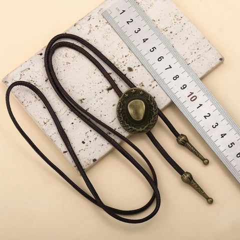 Retro Western Cowboy Necklace Bolo Tie European American Personality Casual Necklace Choker Gem Pendant Banquet Party Accessorie - American ThistleRetro Western Cowboy Necklace Bolo Tie European American Personality Casual Necklace Choker Gem Pendant Banquet Party Accessorie