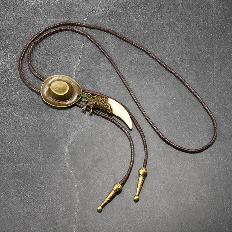 Retro Western Cowboy Necklace Bolo Tie European American Personality Casual Necklace Choker Gem Pendant Banquet Party Accessorie - American ThistleRetro Western Cowboy Necklace Bolo Tie European American Personality Casual Necklace Choker Gem Pendant Banquet Party Accessorie