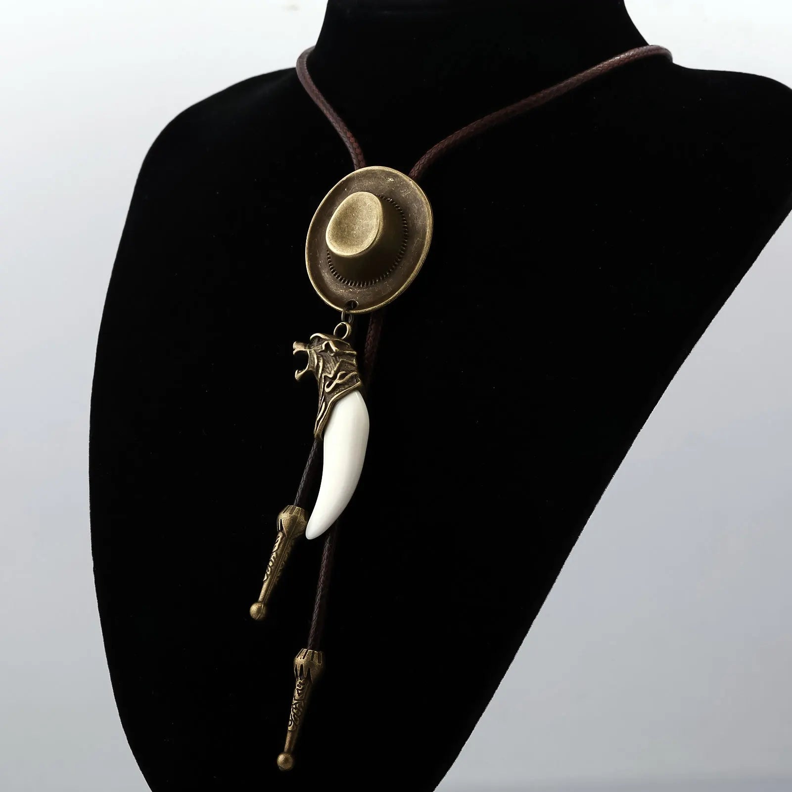 Retro Western Cowboy Necklace Bolo Tie European American Personality Casual Necklace Choker Gem Pendant Banquet Party Accessorie - American ThistleRetro Western Cowboy Necklace Bolo Tie European American Personality Casual Necklace Choker Gem Pendant Banquet Party Accessorie