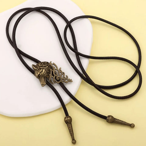 Retro Western Cowboy Necklace Bolo Tie European American Personality Casual Necklace Choker Gem Pendant Banquet Party Accessorie - American ThistleRetro Western Cowboy Necklace Bolo Tie European American Personality Casual Necklace Choker Gem Pendant Banquet Party Accessorie