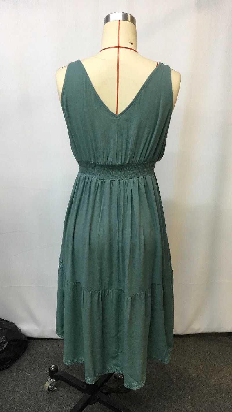 Retro western cowboy style casual suspender dress - American Thistle Retro western cowboy style casual suspender dress