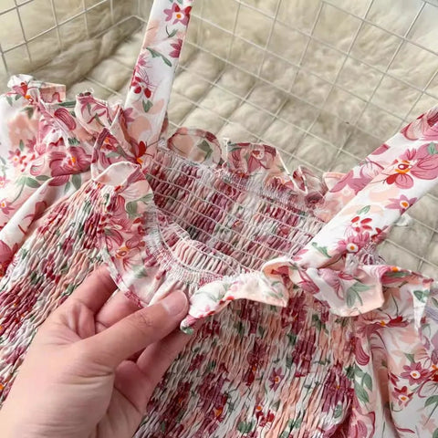 Romantic Off the Shoulders Floral Print Long Summer Beach Dress Women Fashion - American Thistle Romantic Off the Shoulders Floral Print Long Summer Beach Dress Women Fashion