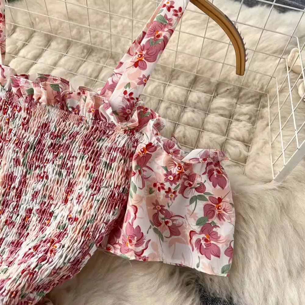 Romantic Off the Shoulders Floral Print Long Summer Beach Dress Women Fashion - American Thistle Romantic Off the Shoulders Floral Print Long Summer Beach Dress Women Fashion