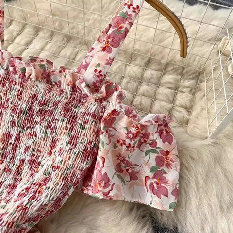 Romantic Off the Shoulders Floral Print Long Summer Beach Dress Women Fashion - American Thistle Romantic Off the Shoulders Floral Print Long Summer Beach Dress Women Fashion