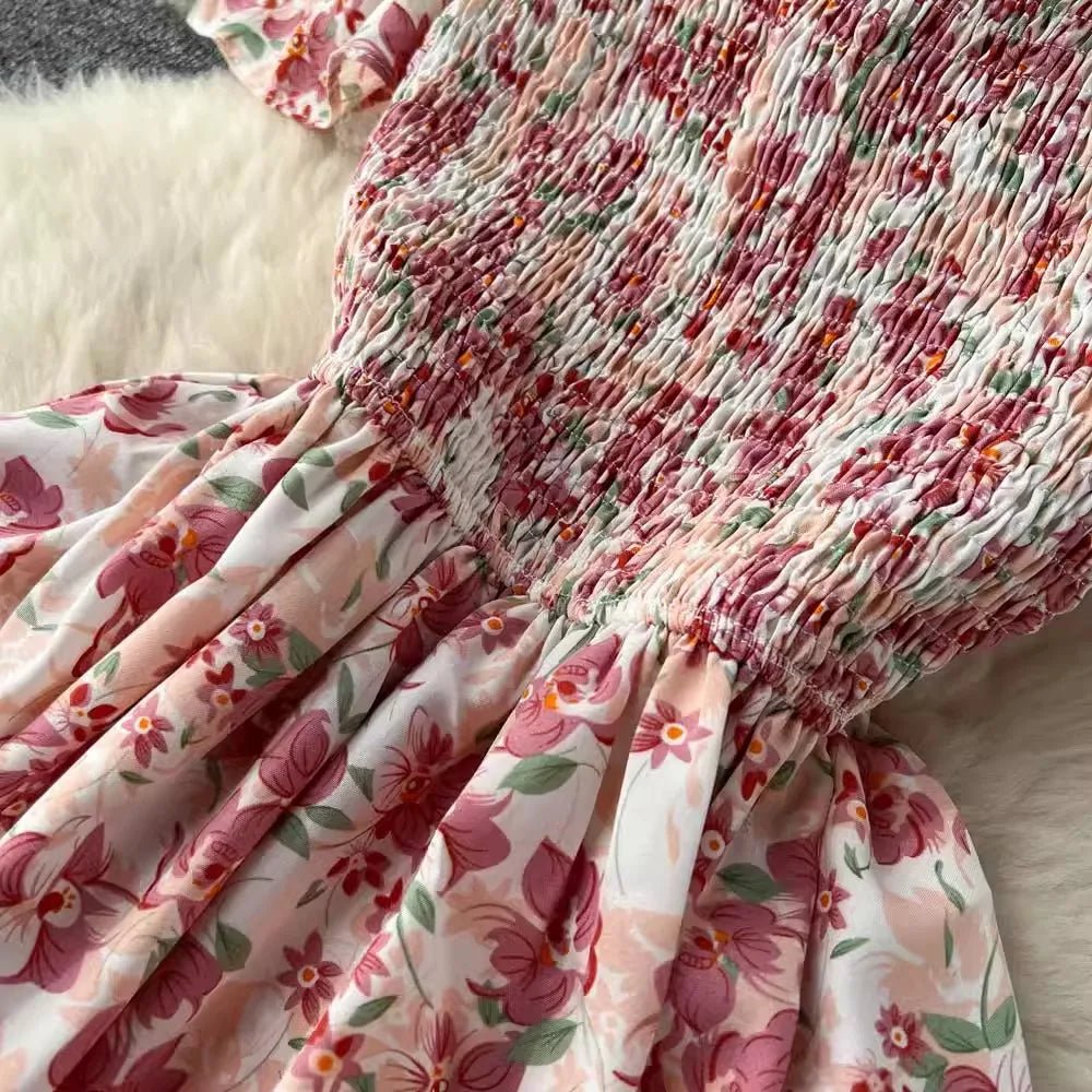 Romantic Off the Shoulders Floral Print Long Summer Beach Dress Women Fashion - American Thistle Romantic Off the Shoulders Floral Print Long Summer Beach Dress Women Fashion