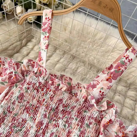 Romantic Off the Shoulders Floral Print Long Summer Beach Dress Women Fashion - American Thistle Romantic Off the Shoulders Floral Print Long Summer Beach Dress Women Fashion