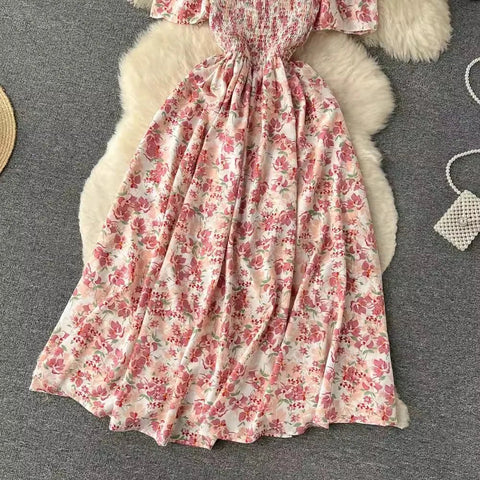 Romantic Off the Shoulders Floral Print Long Summer Beach Dress Women Fashion - American Thistle Romantic Off the Shoulders Floral Print Long Summer Beach Dress Women Fashion