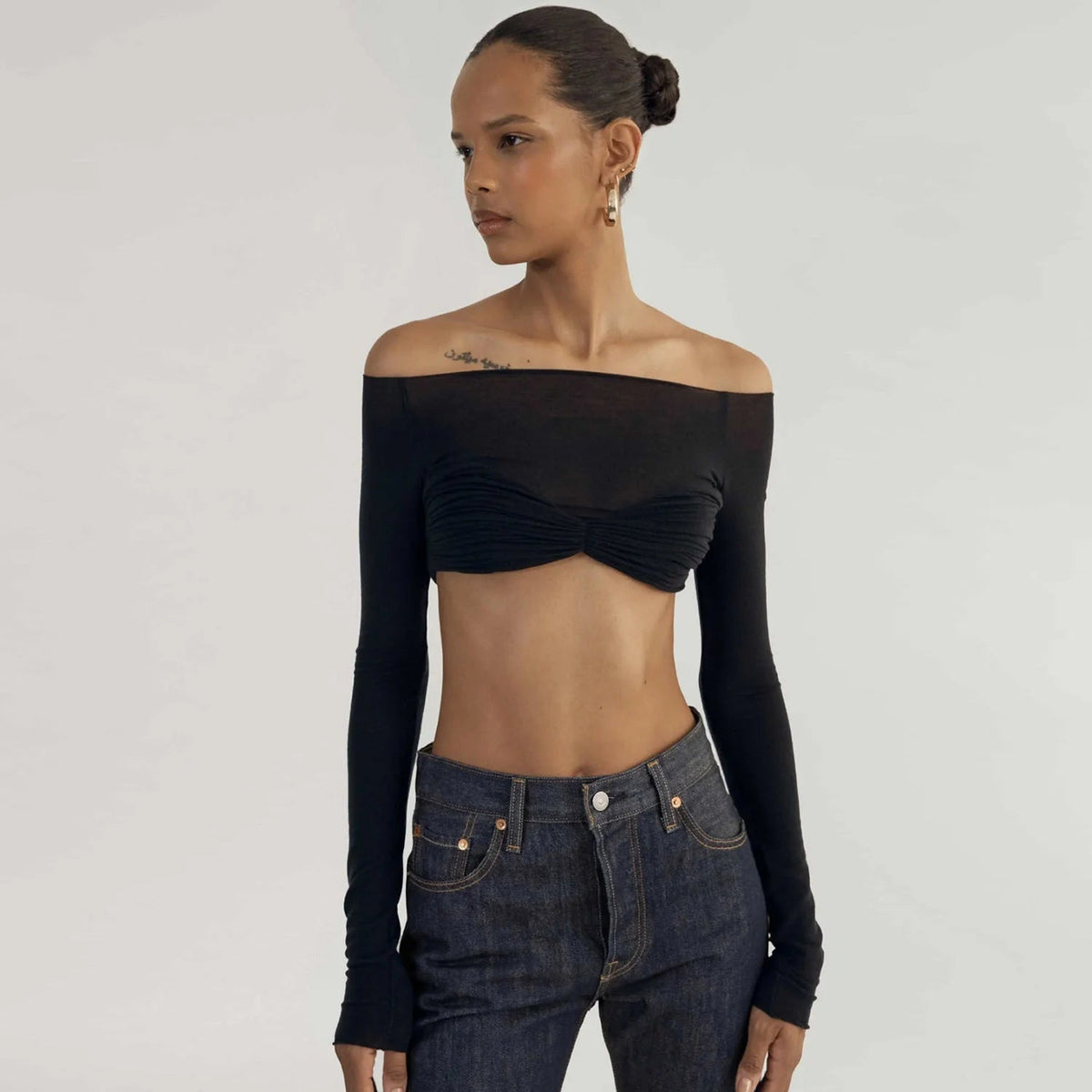 See Through Mesh Crop Top or Full Length Women Off the Shoulder Long - Sleeve - American Thistle See Through Mesh Crop Top or Full Length Women Off the Shoulder Long - Sleeve