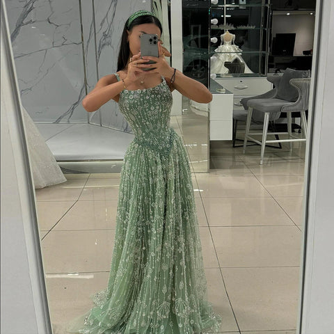 SElegant Sage Green Luxury Evening Dress for Women - American Thistle SElegant Sage Green Luxury Evening Dress for Women