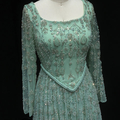 SElegant Sage Green Luxury Evening Dress for Women - American Thistle SElegant Sage Green Luxury Evening Dress for Women