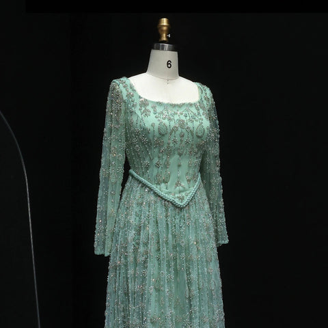 SElegant Sage Green Luxury Evening Dress for Women - American Thistle SElegant Sage Green Luxury Evening Dress for Women