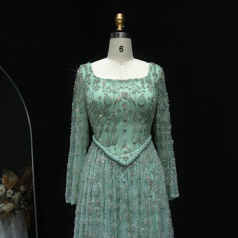 SElegant Sage Green Luxury Evening Dress for Women - American Thistle SElegant Sage Green Luxury Evening Dress for Women