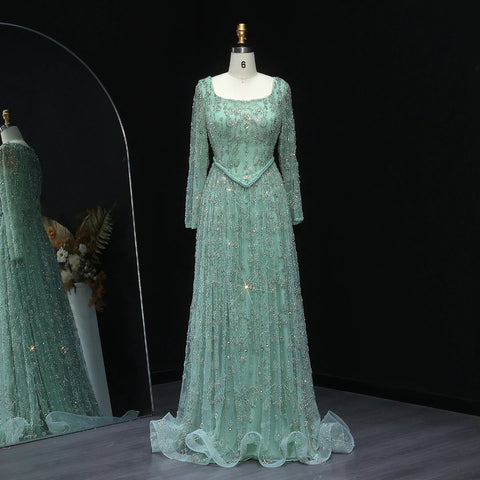 SElegant Sage Green Luxury Evening Dress for Women - American Thistle SElegant Sage Green Luxury Evening Dress for Women