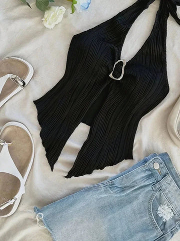 Sexy V - neck Halter Neck Crop Top for Women Summer - American Thistle Sexy V - neck Halter Neck Crop Top for Women Summer