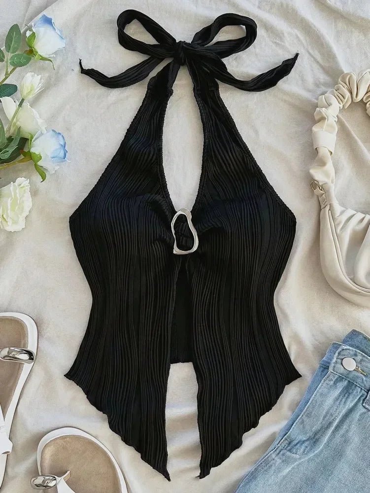 Sexy V - neck Halter Neck Crop Top for Women Summer - American Thistle Sexy V - neck Halter Neck Crop Top for Women Summer