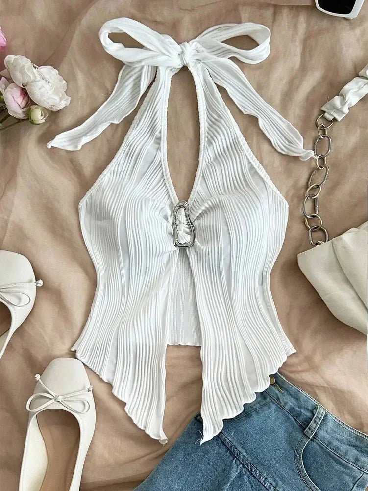 Sexy V - neck Halter Neck Crop Top for Women Summer - American Thistle Sexy V - neck Halter Neck Crop Top for Women Summer