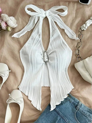 Sexy V - neck Halter Neck Crop Top for Women Summer - American Thistle Sexy V - neck Halter Neck Crop Top for Women Summer