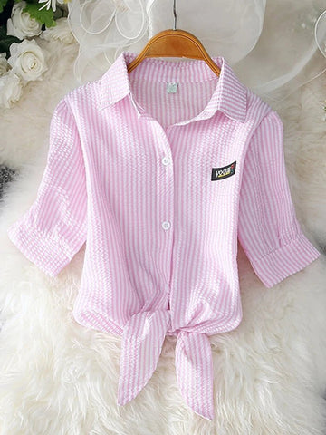 Short Sleeve Chiffon Blouse Casual Shirt - American Thistle Short Sleeve Chiffon Blouse Casual Shirt