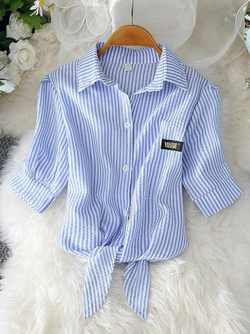 Short Sleeve Chiffon Blouse Casual Shirt - American Thistle Short Sleeve Chiffon Blouse Casual Shirt