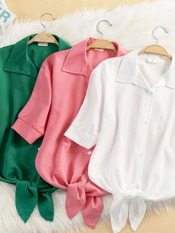 Short Sleeve Chiffon Blouse Casual Shirt - American Thistle Short Sleeve Chiffon Blouse Casual Shirt