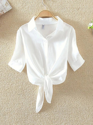 Short Sleeve Chiffon Blouse Casual Shirt - American Thistle Short Sleeve Chiffon Blouse Casual Shirt