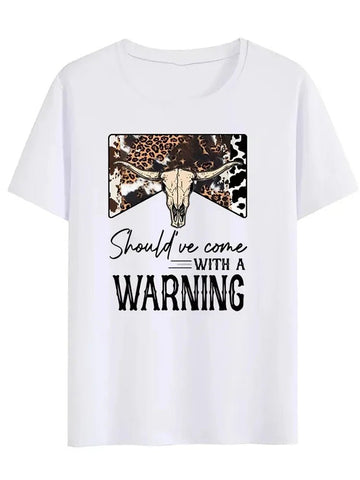 Should've Come with A Warning Print Women Cowboy Western Country Graphic Tee - American ThistleShould've Come with A Warning Print Women Cowboy Western Country Graphic Tee