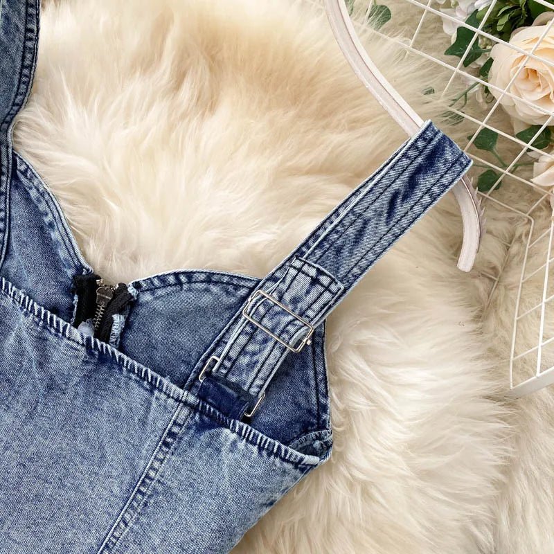 Skirt Sets Women Denim Skirts Two Piece Set Tanks Sleeve Less Slim Fit Vests High Waist Jeans Button Streetwear Summer - American Thistle Skirt Sets Women Denim Skirts Two Piece Set Tanks Sleeve Less Slim Fit Vests High Waist Jeans Button Streetwear Summer