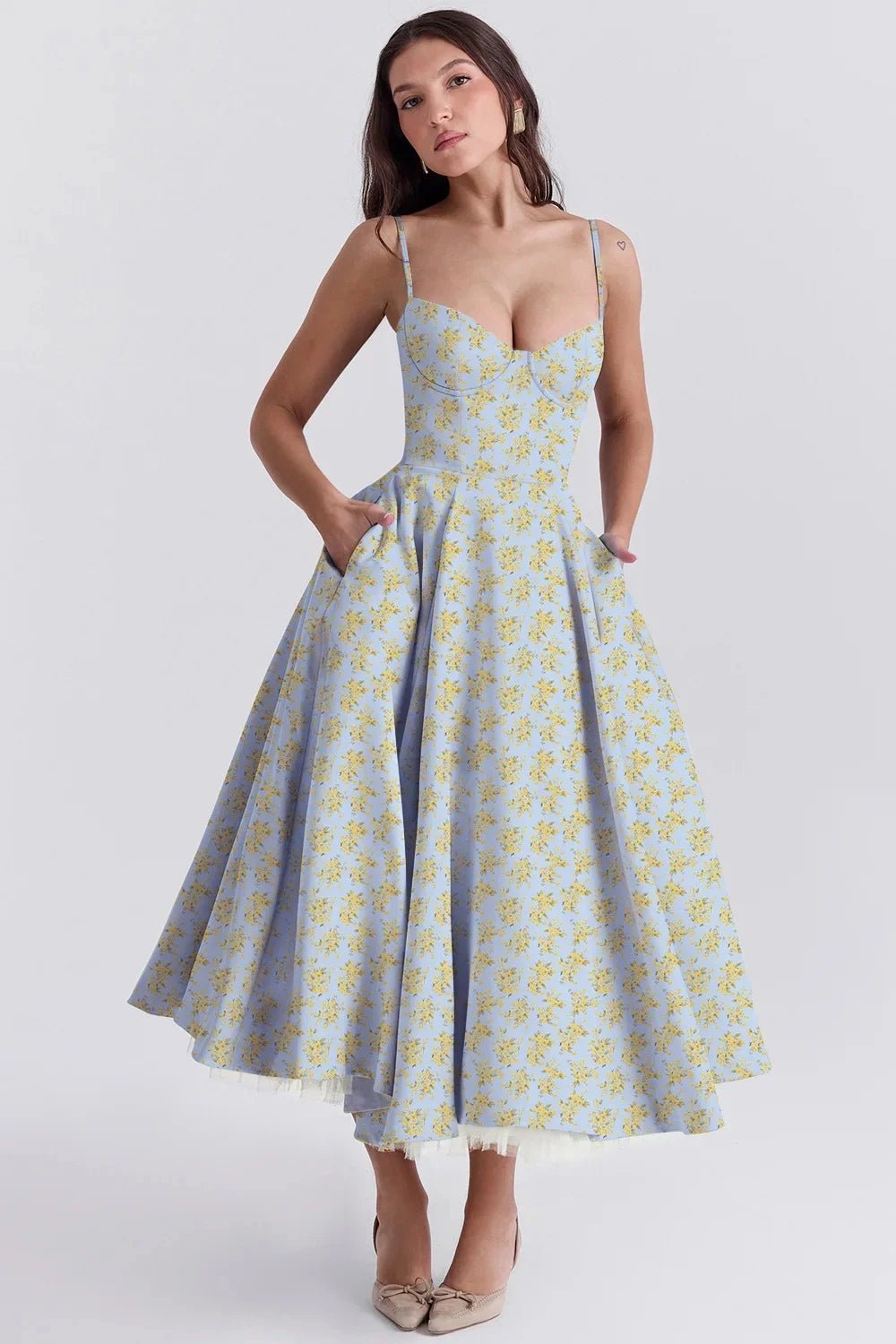 Sleeveless Dress French Gown with Sling Cross - Border - American Thistle Sleeveless Dress French Gown with Sling Cross - Border