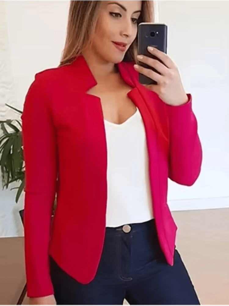 Solid Color Long Sleeved Elegant Blazer Jacket - American Thistle Solid Color Long Sleeved Elegant Blazer Jacket