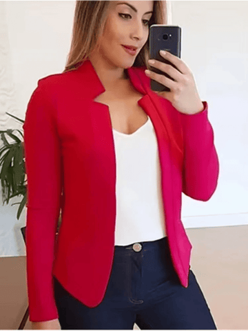 Solid Color Long Sleeved Elegant Blazer Jacket - American Thistle Solid Color Long Sleeved Elegant Blazer Jacket