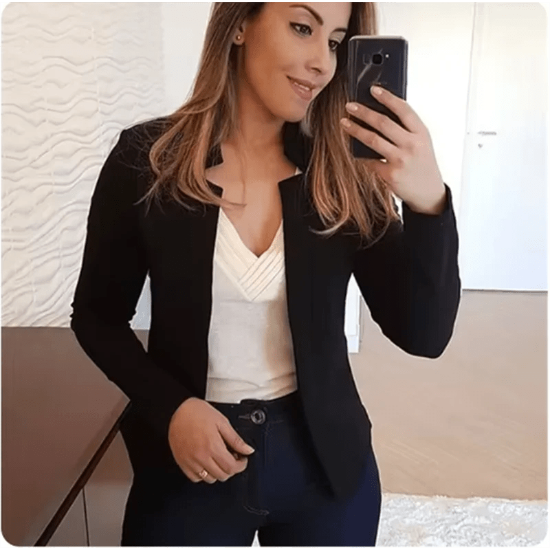 Solid Color Long Sleeved Elegant Blazer Jacket - American Thistle Solid Color Long Sleeved Elegant Blazer Jacket