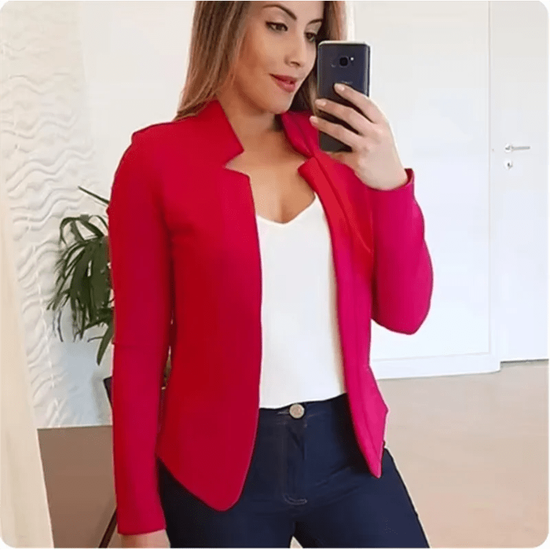 Solid Color Long Sleeved Elegant Blazer Jacket - American Thistle Solid Color Long Sleeved Elegant Blazer Jacket