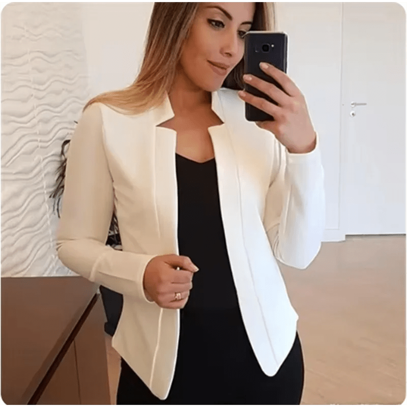 Solid Color Long Sleeved Elegant Blazer Jacket - American Thistle Solid Color Long Sleeved Elegant Blazer Jacket