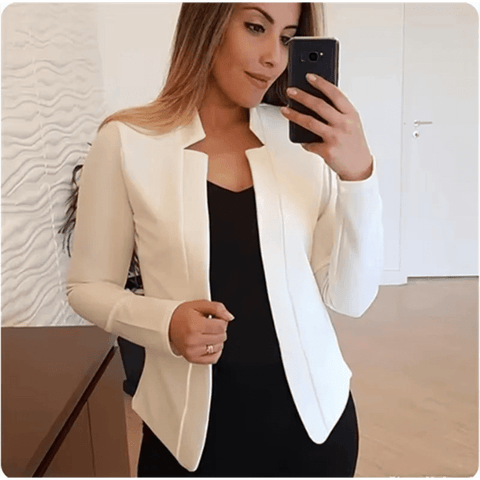 Solid Color Long Sleeved Elegant Blazer Jacket - American Thistle Solid Color Long Sleeved Elegant Blazer Jacket