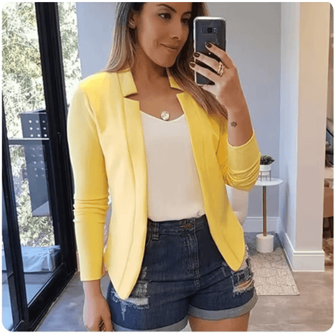 Solid Color Long Sleeved Elegant Blazer Jacket - American Thistle Solid Color Long Sleeved Elegant Blazer Jacket