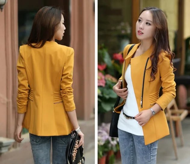 Solid Color One Buckle Small Suit Jacket Female - American ThistleSolid Color One Buckle Small Suit Jacket Female