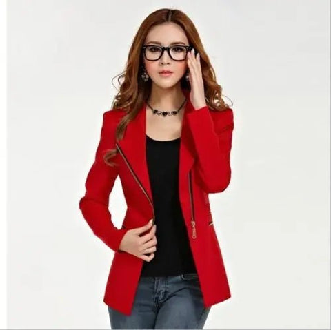 Solid Color One Buckle Small Suit Jacket Female - American ThistleSolid Color One Buckle Small Suit Jacket Female