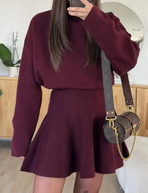 Solid Long - Sleeve Short Dress - American Thistle Solid Long - Sleeve Short Dress