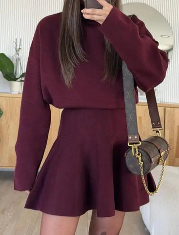 Solid Long - Sleeve Short Dress - American Thistle Solid Long - Sleeve Short Dress