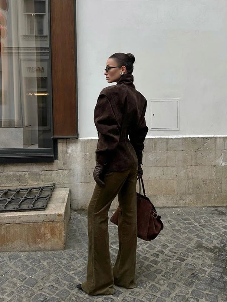 Solid Waist Cinching Blazer Women Shoulder Pads Lapel Single Breasted Long Sleeves Jackets Chic Elegant Casual Street Outerwear - American Thistle Solid Waist Cinching Blazer Women Shoulder Pads Lapel Single Breasted Long Sleeves Jackets Chic Elegant Casual Street Outerwear