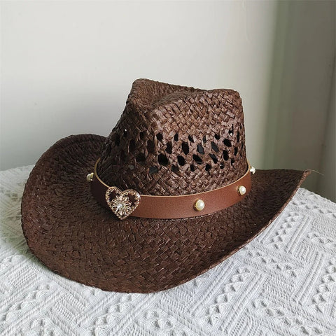 Straw Western Cowboy Hat Woman Men Hollow Outdoor Vintage Summer Beach Cap Jazz Top Hat Sun Protection Caps Love Belt - American ThistleStraw Western Cowboy Hat Woman Men Hollow Outdoor Vintage Summer Beach Cap Jazz Top Hat Sun Protection Caps Love Belt