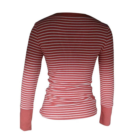 Stripe T Shirts for Women Button V Neck Long Sleeve Tops - American Thistle Stripe T Shirts for Women Button V Neck Long Sleeve Tops