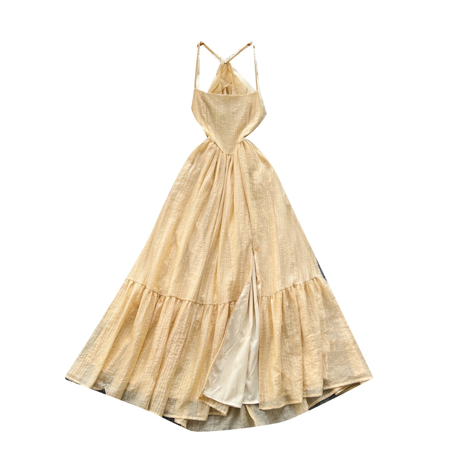 Summer Elegant Slit Slim Casual Midi Dress For Women Empire Hollow Out Backless Ruffled Lace Dress - American Thistle Summer Elegant Slit Slim Casual Midi Dress For Women Empire Hollow Out Backless Ruffled Lace Dress