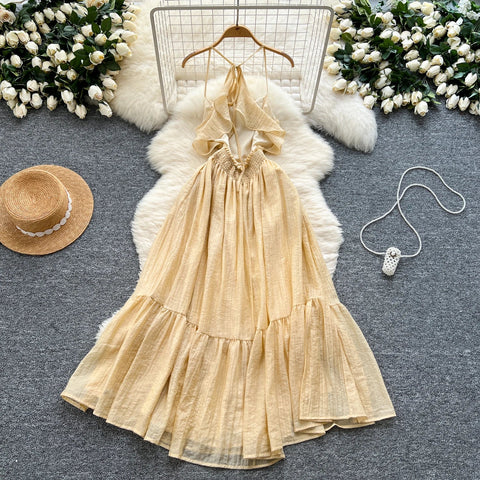 Summer Elegant Slit Slim Casual Midi Dress For Women Empire Hollow Out Backless Ruffled Lace Dress - American Thistle Summer Elegant Slit Slim Casual Midi Dress For Women Empire Hollow Out Backless Ruffled Lace Dress