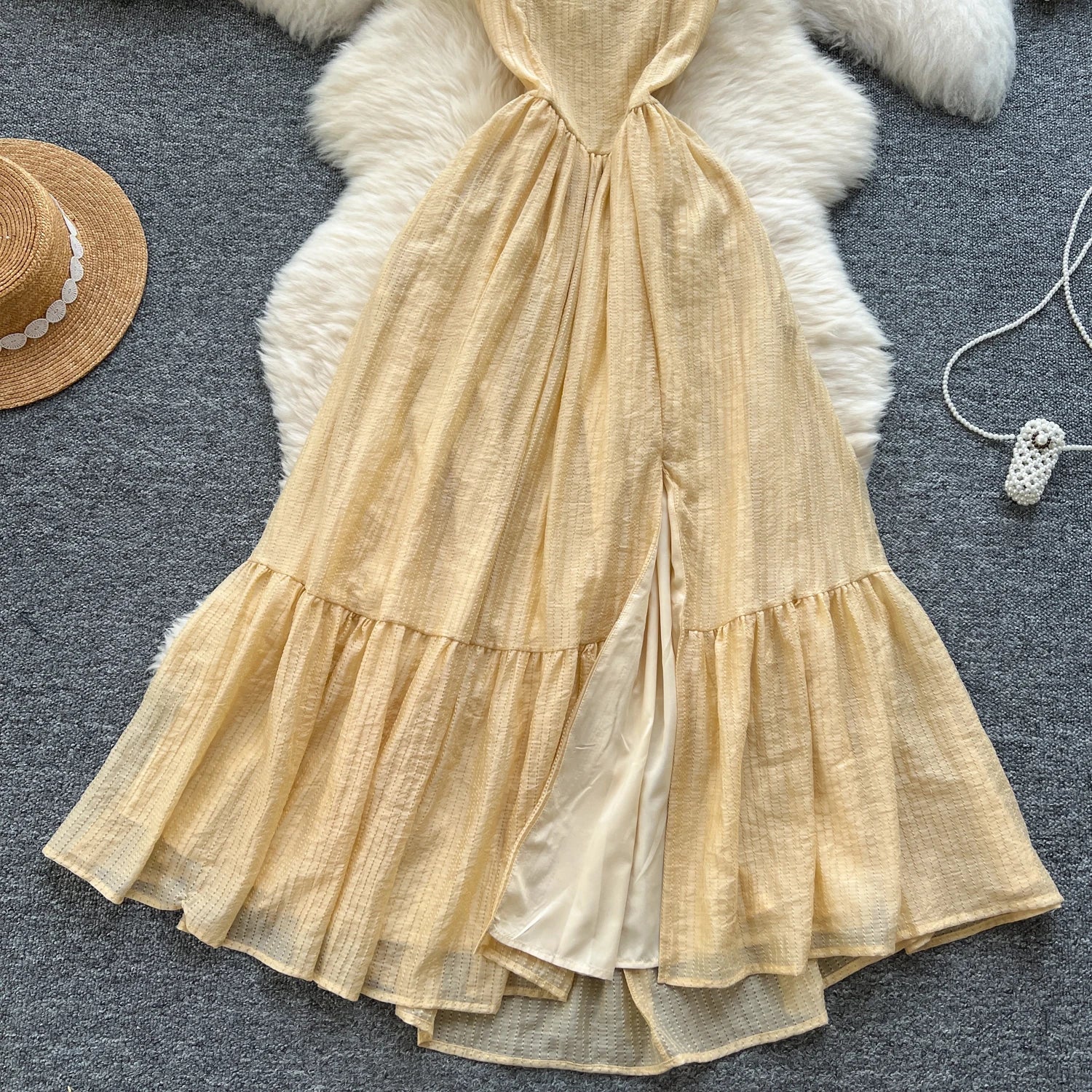 Summer Elegant Slit Slim Casual Midi Dress For Women Empire Hollow Out Backless Ruffled Lace Dress - American Thistle Summer Elegant Slit Slim Casual Midi Dress For Women Empire Hollow Out Backless Ruffled Lace Dress