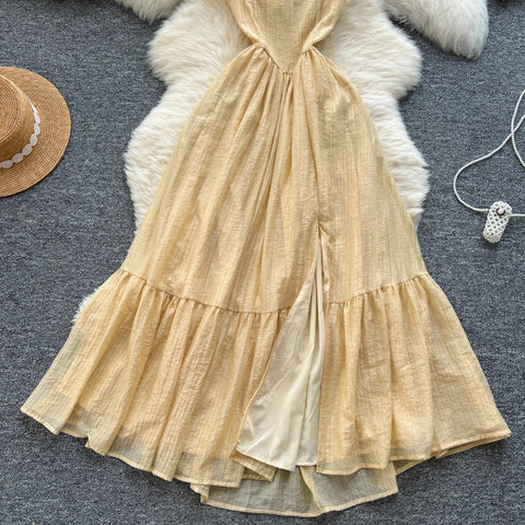 Summer Elegant Slit Slim Casual Midi Dress For Women Empire Hollow Out Backless Ruffled Lace Dress - American Thistle Summer Elegant Slit Slim Casual Midi Dress For Women Empire Hollow Out Backless Ruffled Lace Dress