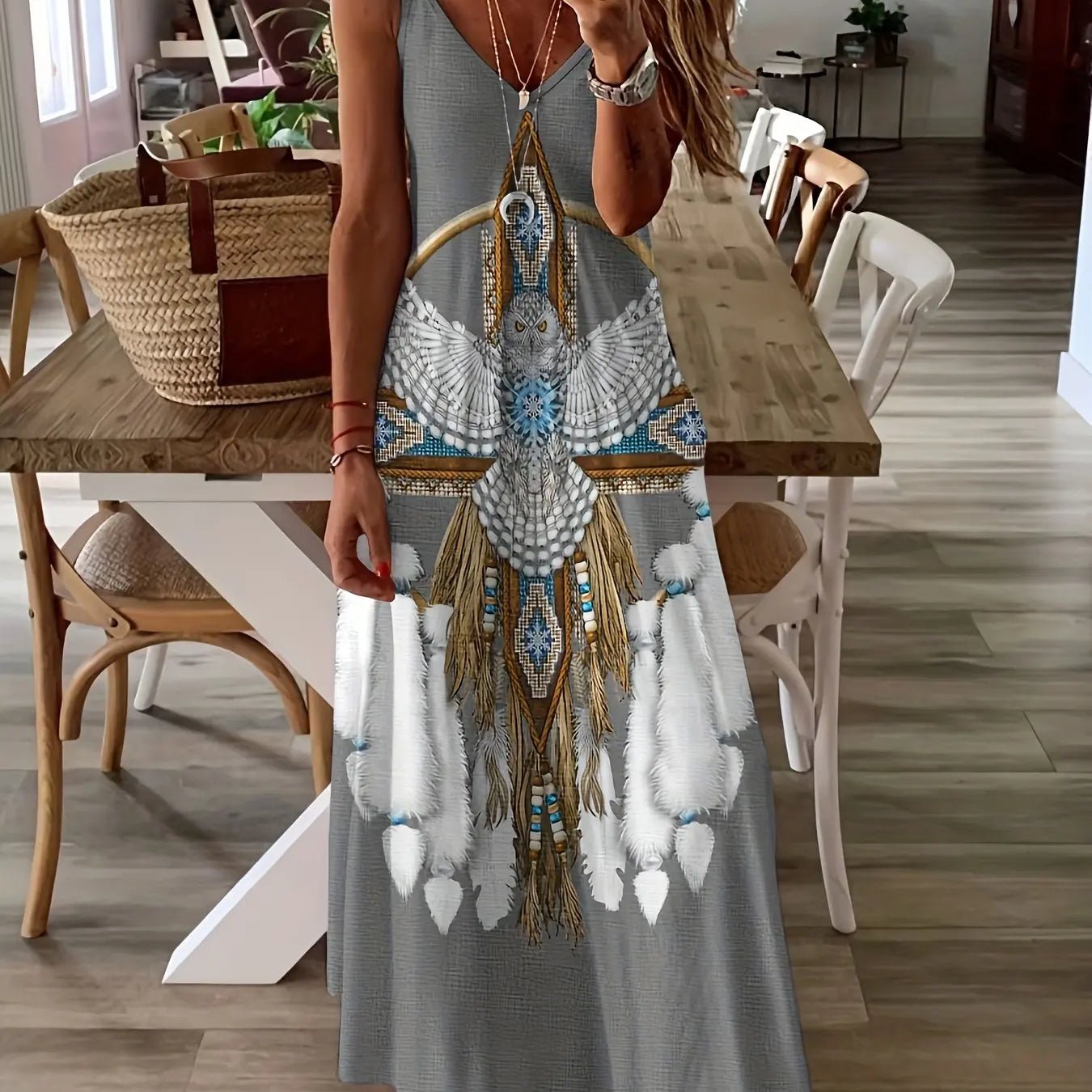 Summer Fresh Flower Print Beach Vacation Casual Suspender Dress Fashionable Casual Sleeveless Loose Suspender Long Skirt - American Thistle Summer Fresh Flower Print Beach Vacation Casual Suspender Dress Fashionable Casual Sleeveless Loose Suspender Long Skirt